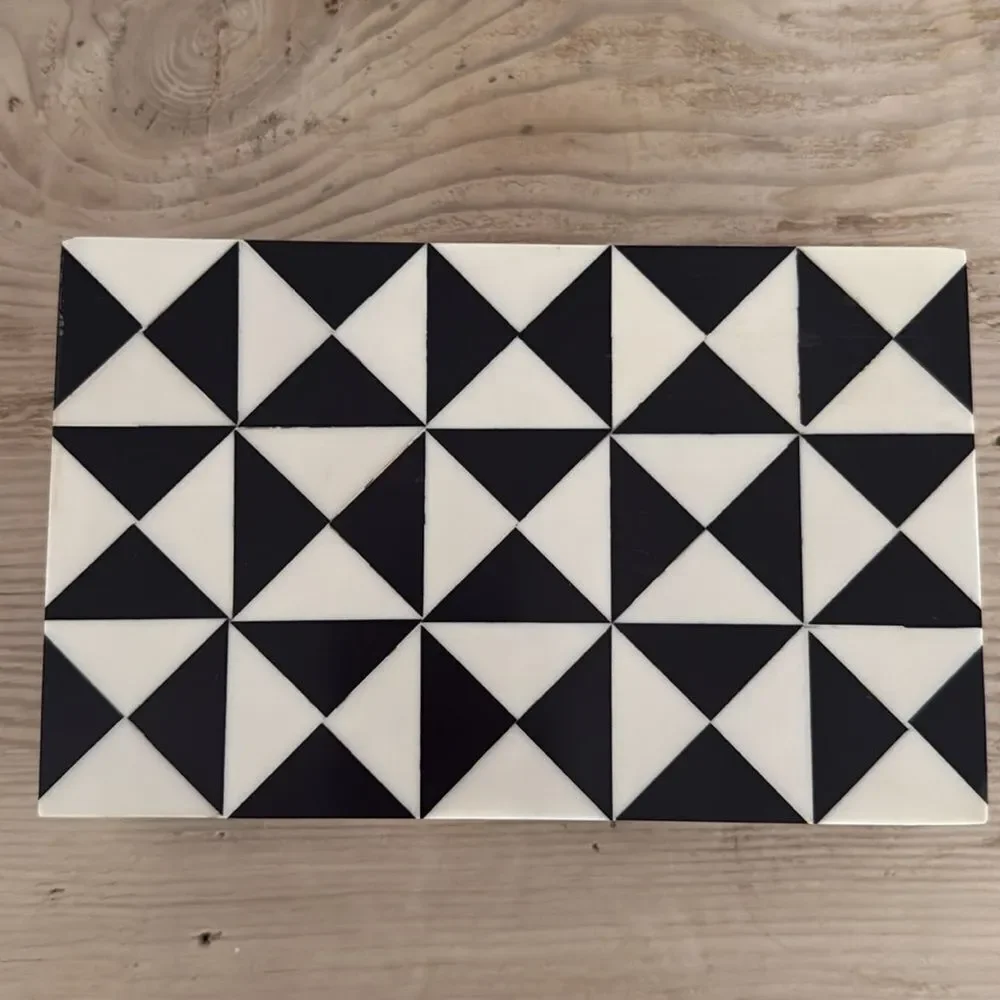 Handmade Geometric Op Art Inlay Jewelry Box - Geometric Artisan Storage Decor